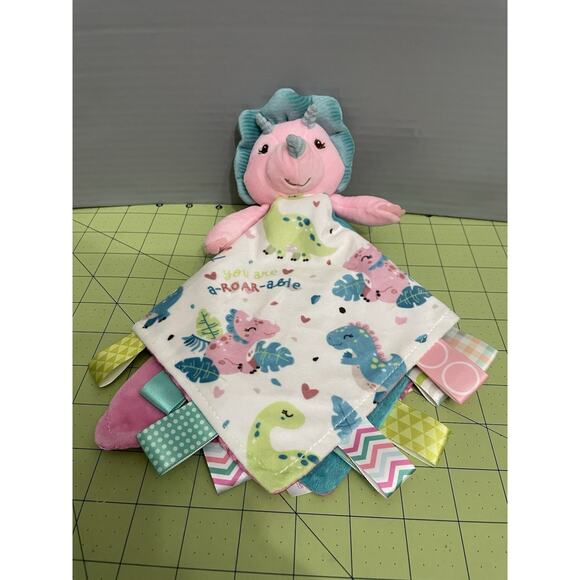 Mary Meyer Taggies Dinosaur Lovey Security Blanket Pink Blue Satan Back - Picture 3 of 12